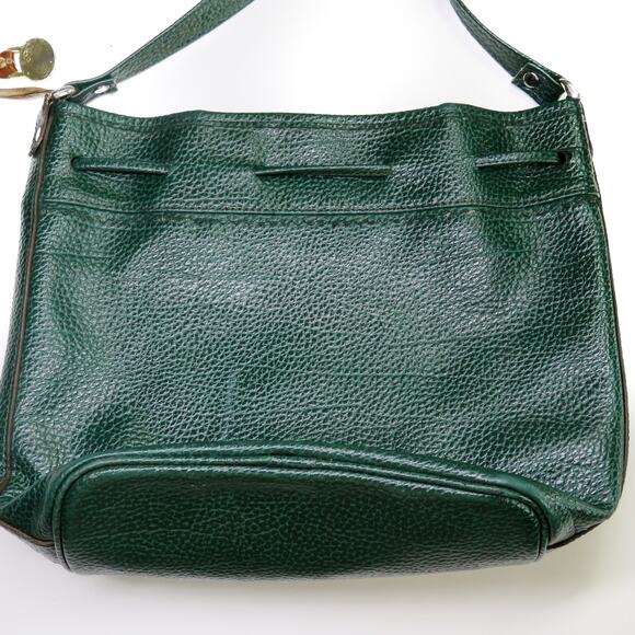 1980s Vintage Dooney & Bourke Forrest Green Leather Drawstring Crossbody Bag - Picture 3 of 10